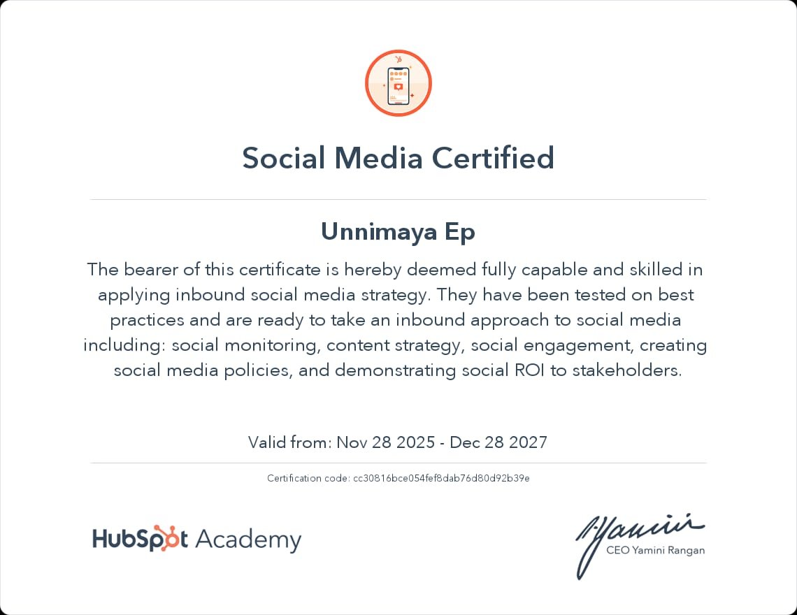 SMM hubspot certificate